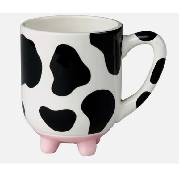 Boston Warehouse Other - Udderly Cow 20 Oz Ceramic Hand‎ Painted Mug Trendy Farmhouse Gift Pink Black